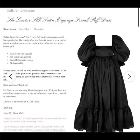 Selkie Real Silk Caviar French Puff Gown - Picture 2 of 4